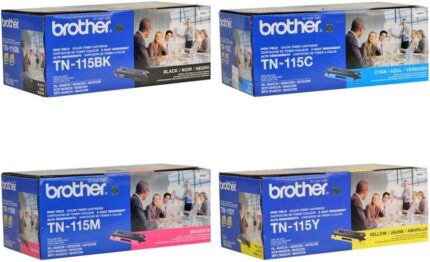 Brother TN115BK TN115C TN115M TN115Y Genuine OEM Toner Cartridge 4 Color Set - Black: 5,000 pages, Color: 4,000 pages each