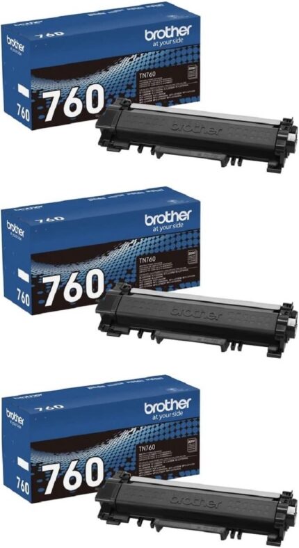 Brother TN-760 High Yield Black Genuine OEM Toner Cartridge 3 Pack - 3,000 pages